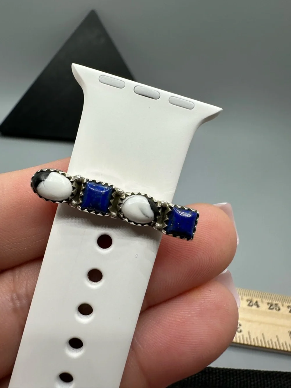 ⌚White Buffalo Lapis Lazuli Sterling Silver 925 Watch Band Charm Handmade iWatch
